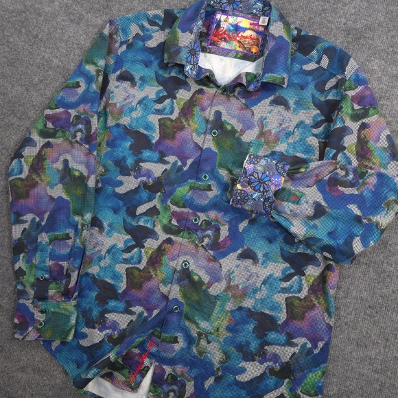 Robert Graham Shirt Mens XL Colorful Abstract Psychedelic Flip Cuff Classic Fit - Picture 1 of 10